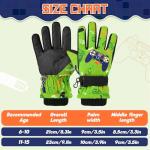 Kids Ski Gloves Waterproof Winter Snow Snowboarding Gloves Non Slip Windproof Sport Mittens for Boys Girls Youth Sledding Riding Driving Hiking (Game Green, 6-10 Years)