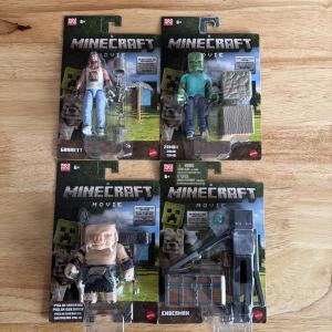 Minecraft Movie Set of 4 Action Figures | Garrett Zombie Enderman Piglin Warrior