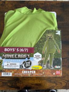Halloween Costume Boys Minecraft Creeper Small 6-7 New Kids Fall Video games 