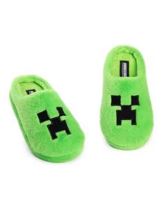 Minecraft Creeper Green Mule Slippers | Fleece Indoor Lounge Footwear for Boys | Soft, Furry Finish | Gaming Slippers
