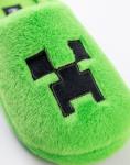 Minecraft Creeper Green Mule Slippers | Fleece Indoor Lounge Footwear for Boys | Soft, Furry Finish | Gaming Slippers