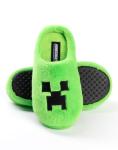 Minecraft Creeper Green Mule Slippers | Fleece Indoor Lounge Footwear for Boys | Soft, Furry Finish | Gaming Slippers