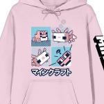 Minecraft Axolotl Long Sleeve Cradle Pink Adult Hooded Sweatshirt-Small