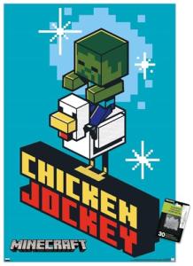 Trends International Minecraft - Chicken Jockey Wall Poster with Push Pins, 34L x 22.4W, Poster & Push Pin Bundle