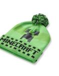 Minecraft Boys Beanie, Gloves & Scarf Set | Kids One Size Green Knitted Winter Pom Pom Hat | Warm Gloves & Scarf with Creeper Character Face Logo | Mojang Video Game Merchandise Gift