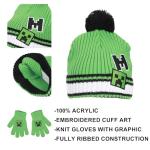 Minecraft Creeper Youth Cuff Hat And Knit Gloves Cold Weather Set