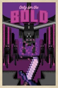 Trends International Minecraft: Discover - Only For The Bold Wall Poster, 22.4L x 14.7W, Blonde Framed Version