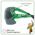 ARKAID Minecraft Sunglasses for Kids | Creeper Sports Wrap Shades with UV400 |One Size Fits Most Kids