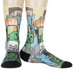 Bioworld Minecraft Men's Mixed Characters Art On Sublimated Crew Sock