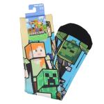 Bioworld Minecraft Men's Mixed Characters Art On Sublimated Crew Sock