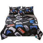 JQinHome Twin Gamer Comforter Set for Boys,6 Piece Bed in A Bag 3D Video Game Bedding -All Season Soft Microfiber Down Alternative Comforter Gamer Bedding Sets for Kids