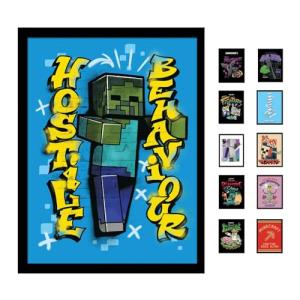 Pyramid International Minecraft (Hostige Behaviour) Collector Print (Framed) 30cm x 40cm, Art Poster, Posters & Prints, One Size