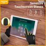 AOTOW Kids Winter Warm Sports Gloves - Cold Weather Thermal Cycling Glove for Football Running Riding, Touchscreen Full Finger Anti-Slip Children Mittens Age 6 8 Years Boys Girls Black-Green