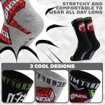 Minecraft Boys Crew Socks - Soft, Breathable Youth Socks Pack of 3 or 5 - Gamer Gifts (Black/Grey, 7-10 Years)