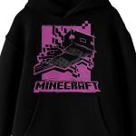 Minecraft Monochrome Axolotl Long Sleeve Youth Black Hooded Sweatshirt-Medium