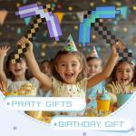 QRT Foam Sword and Pickaxe Set Kids Role Play Toys for Halloween, Cosplay Video Game Parties (Blue Pickaxe Sword)