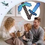 QRT Foam Sword and Pickaxe Set Kids Role Play Toys for Halloween, Cosplay Video Game Parties (Blue Pickaxe Sword)