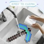 QRT Foam Sword and Pickaxe Set Kids Role Play Toys for Halloween, Cosplay Video Game Parties (Blue Pickaxe Sword)