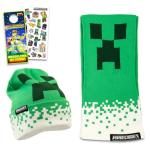 Minecraft Hat and Scarf Set for Kids - Gamers Bundle with Creeper Beanie and Scarf Plus Stickers, More | Minecraft Winter Gear for Boys
