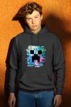 Minecraft Glitched Out Creeper Big Face Logo Pullover Hoodie