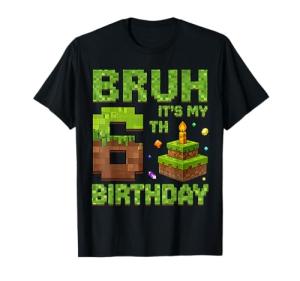 Funny Birthday Boy Bruh It's My 6th Birthday Game Pixel T-Shirt