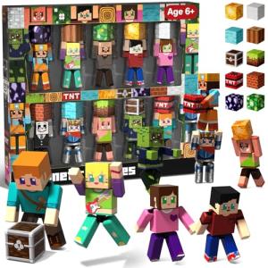 Magneverse 20 Pcs Magnetic Action Figures Playset - Magnetic Building Blocks, Magnet Cubes and Rotatable Figures Character Toys for Kids, STEM Toys, Christmas Birthday Gift for 3+ Year Old Boys Girls