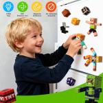 Magneverse 20 Pcs Magnetic Action Figures Playset - Magnetic Building Blocks, Magnet Cubes and Rotatable Figures Character Toys for Kids, STEM Toys, Christmas Birthday Gift for 3+ Year Old Boys Girls