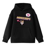 Minecraft Block Kitten with Block Heart and Logo Youth Black Graphic Hoodie-Large
