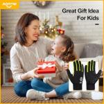 AOTOW Kid's Winter Running Gloves - Touchscreen, Warm, Cold Weather, Youth, Lightweight, Riding, Thermal, Windproof, Athletic, Black Sports Gloves for Hiking & Biking
