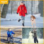 AOTOW Kid's Winter Running Gloves - Touchscreen, Warm, Cold Weather, Youth, Lightweight, Riding, Thermal, Windproof, Athletic, Black Sports Gloves for Hiking & Biking