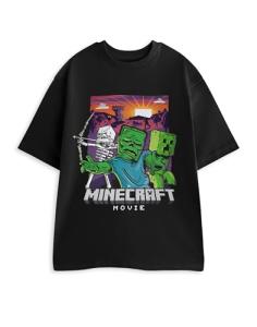Minecraft Skeleton, Zombie, Creeper Mens Black Short Sleeve Graphic Tee | Classic Movie Apparel | Casual Wear & Gaming Merchandise | Crew Neck T-Shirt for Men - XXX-Large