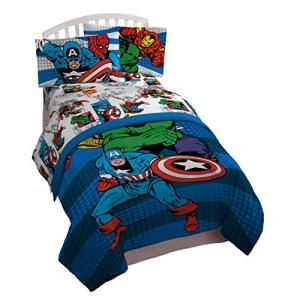 Jay Franco Marvel Comics Avengers Good Guys 4 Piece Twin Bed Set, Blue