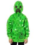 Mad Engine Minecraft Boys' I Am Creeper Allover Pixel Design Big Kids Full-Zip Hoodie Rubber Creeper Zipper Pull (XX-Large) Green