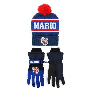 Super Mario Bros Mario 2-Piece Knit Hat & Ski Gloves Combo Set