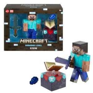 Minecraft Diamond Level Steve Action Figure, 3 Accessories, 5.5-in