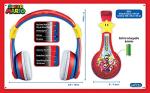 Super Mario Wireless Bluetooth Portable Kids Headphones with Microphone, Volume Reduced to Protect Hearing Rechargeable Battery, Adjustable Kids Headband for School Home or Travel