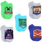 Minecraft Boy's 5 Pack Character Socks, Green/Heather, Small