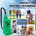 Minecraft Crossbody Bag for Kids Teens Creeper Sling Chest Bag for Travel with Adjustable Strap Gamer Gifts for Boys (Green)