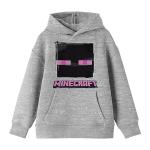 Minecraft Enderman Face Long Sleeve Athletic Heather Youth Hooded Sweatshirt-XL