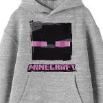 Minecraft Enderman Face Long Sleeve Athletic Heather Youth Hooded Sweatshirt-XL