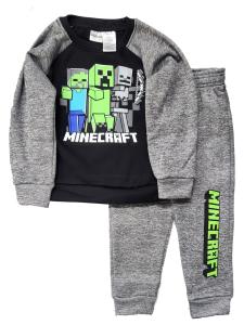 Black & Gray Boys Minecraft Crewneck Sweatshirt & Pants Sweats Set Size 4