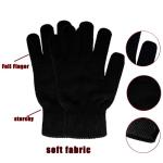 Winter Magic Knit Gloves - 6 Pairs, Stretchy Full Fingers, Suitable for Kids, Teens & Women - All Black Series, One Size Fits All