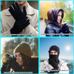 Winter Magic Knit Gloves - 6 Pairs, Stretchy Full Fingers, Suitable for Kids, Teens & Women - All Black Series, One Size Fits All