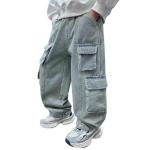 Kids Clothes,Pantalones para niños,Boy Baggy Jean Casual Straight Wide Leg Denim Pants Elastic Waist Loose Y2k Cargo Pant Fashion Fall Trousers Lounge Streetwear C-Light Blue 7-8 Years