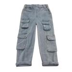 Kids Clothes,Pantalones para niños,Boy Baggy Jean Casual Straight Wide Leg Denim Pants Elastic Waist Loose Y2k Cargo Pant Fashion Fall Trousers Lounge Streetwear C-Light Blue 7-8 Years