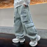 Kids Clothes,Pantalones para niños,Boy Baggy Jean Casual Straight Wide Leg Denim Pants Elastic Waist Loose Y2k Cargo Pant Fashion Fall Trousers Lounge Streetwear C-Light Blue 7-8 Years