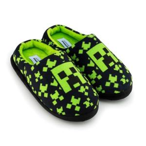 Minecraft Creeper Pattern Cozy Indoor Slippers Non Slip Slippers for Kids Play Merchandise UK, Black, 31/32 EU