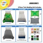 Minecraft Twin Comforter Set - 5 Piece Kids Bedding Includes Comforter, Sheet...