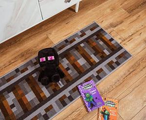 Minecraft Train Rail Area Rug - 20 x 60 Inches