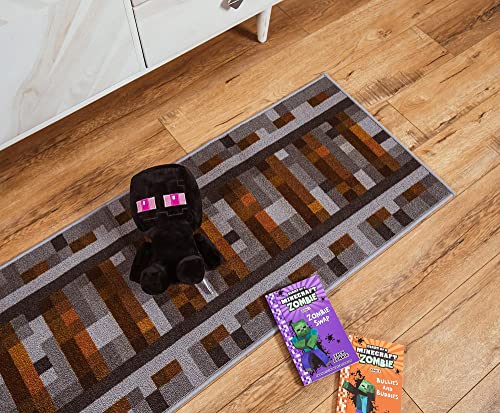 Minecraft Train Rail Area Rug - 20 x 60 Inches